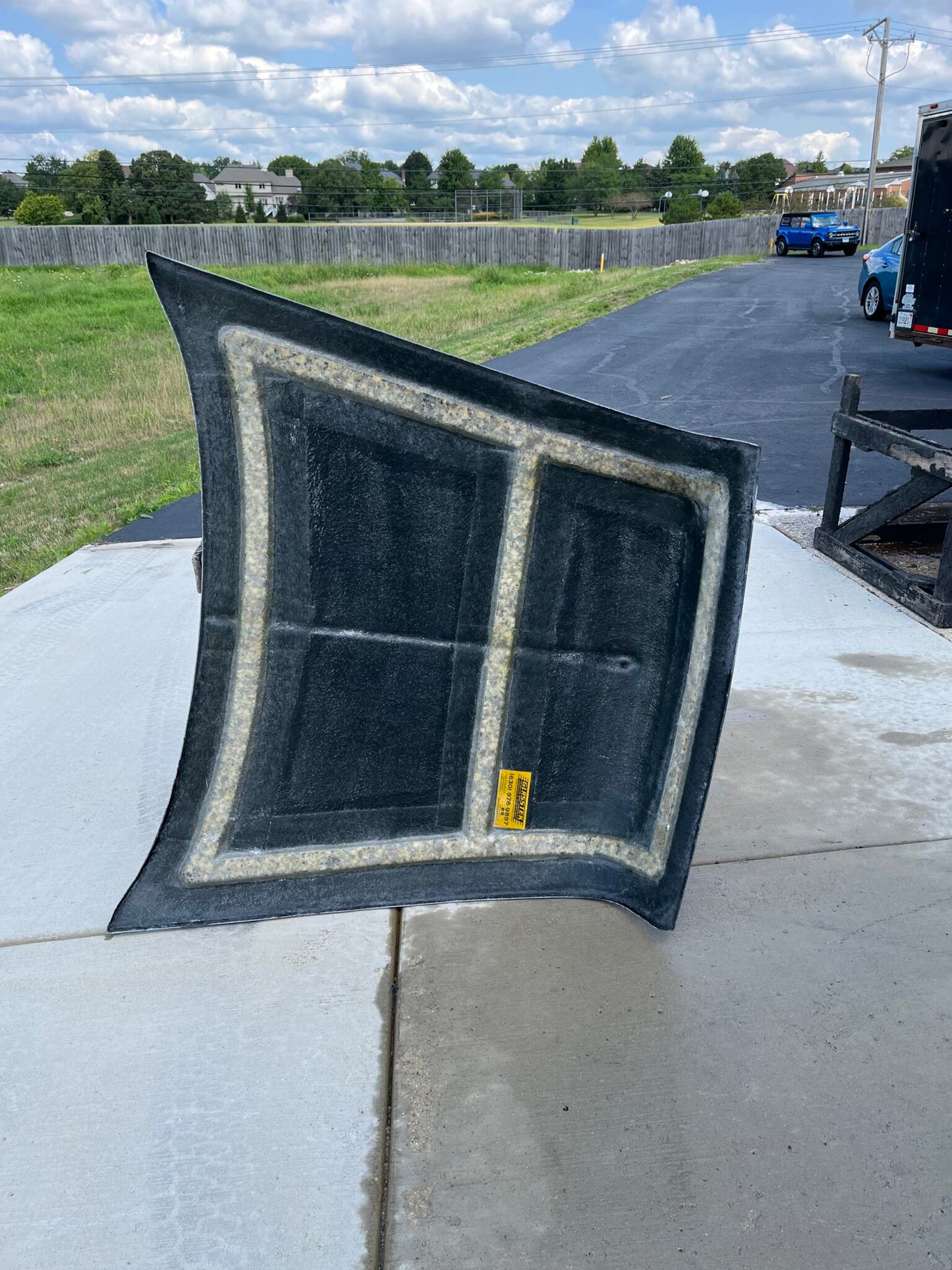 1955 Chevy Stock Flat Pin-On Fiberglass Hood - Glasstek H1073 - view 4