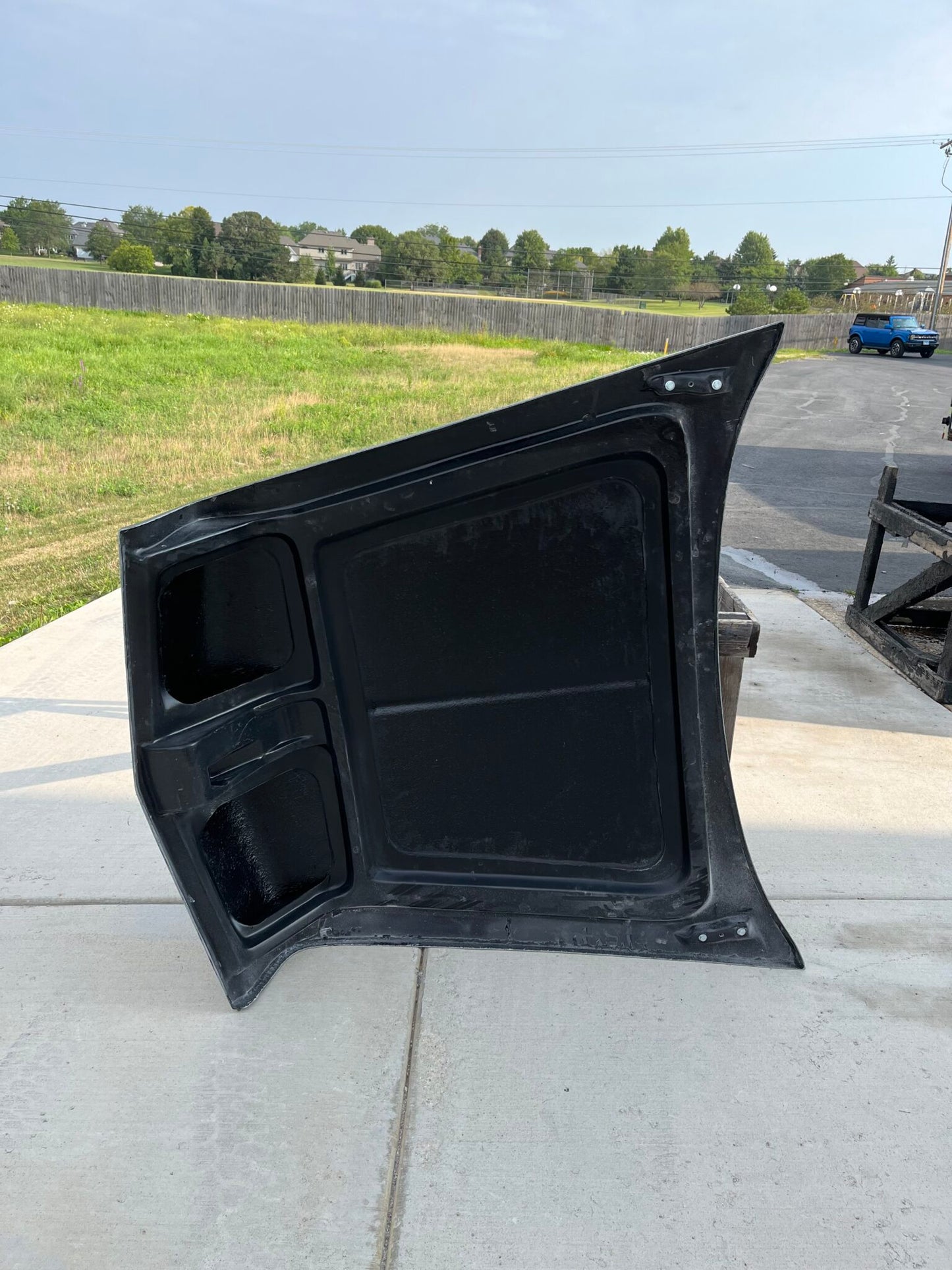 1956 Chevy Stock Flat Bolt-On Fiberglass Hood - Glasstek H1245 - view 4