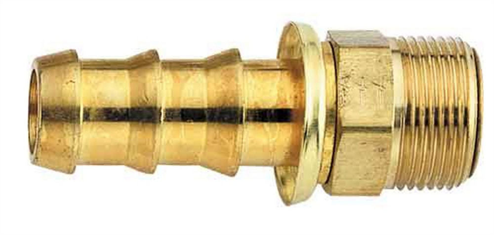 Aeroquip Fitting - Hose End - AQP Socketless - Straight - 6 AN Hose Barb to 5/8-18 in Inverted Flare Male - Brass - Each