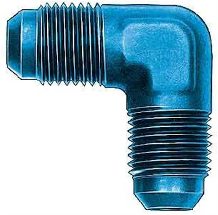 Aeroquip Fitting - Adapter - 90 Degree - 8 AN Male to 8 AN Male - Aluminum - Blue Anodized - Each