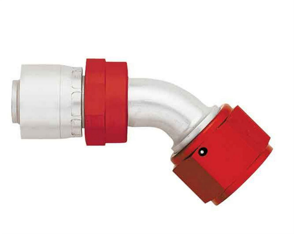 Aeroquip Fitting - Hose End - AQP/Startlite - 45 Degree - 4 AN Hose Crimp to 4 AN Female - Aluminum - Red / Silver -