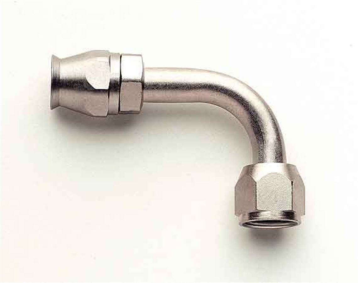 Aeroquip Fitting - Hose End - AC Refrigerant - 90 Degree - 6 AN Hose to 6 AN Female O-Ring - Steel - Nickel Plated -