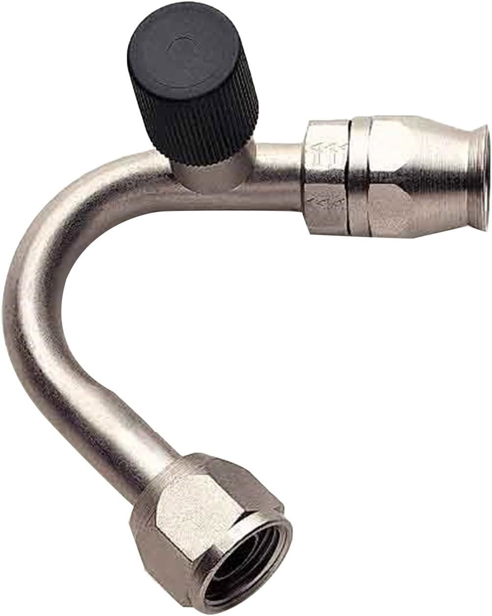 Aeroquip Fitting - Hose End - AC Refrigerant - 135 Degree - 8 AN Hose to 8 AN Female O-Ring - Charge Port - Steel -