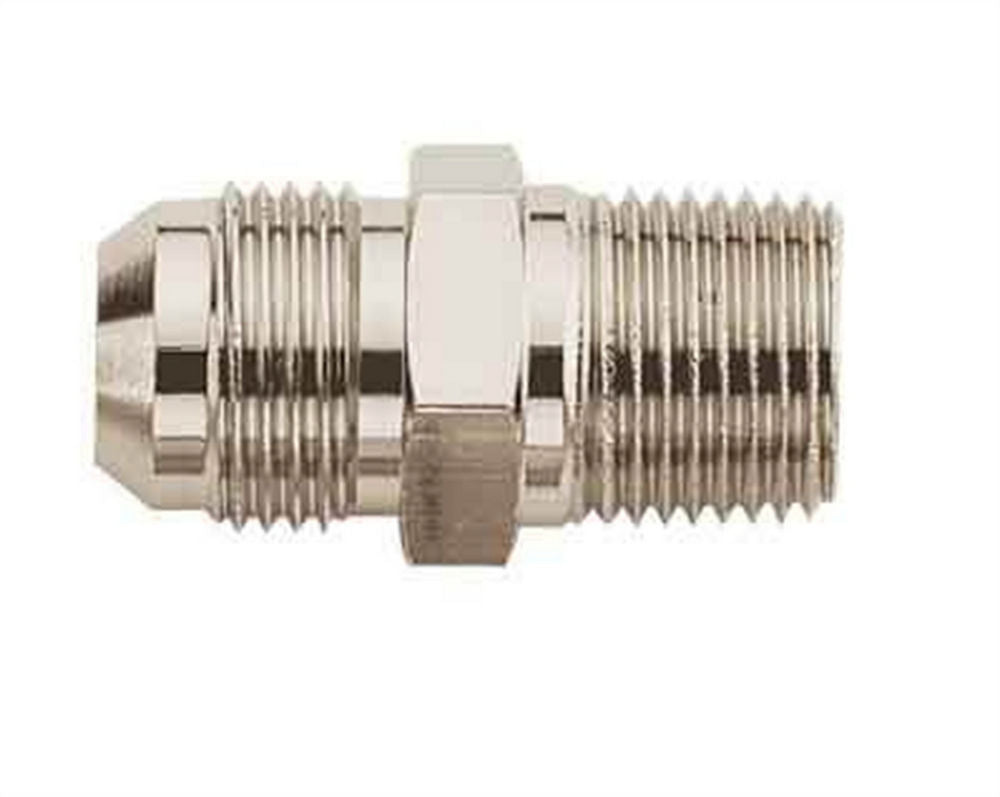 Aeroquip Fitting - Adapter - Straight - 6 AN Male to 1/8 in NPT Male - Aluminum - Nickel Plated - Each