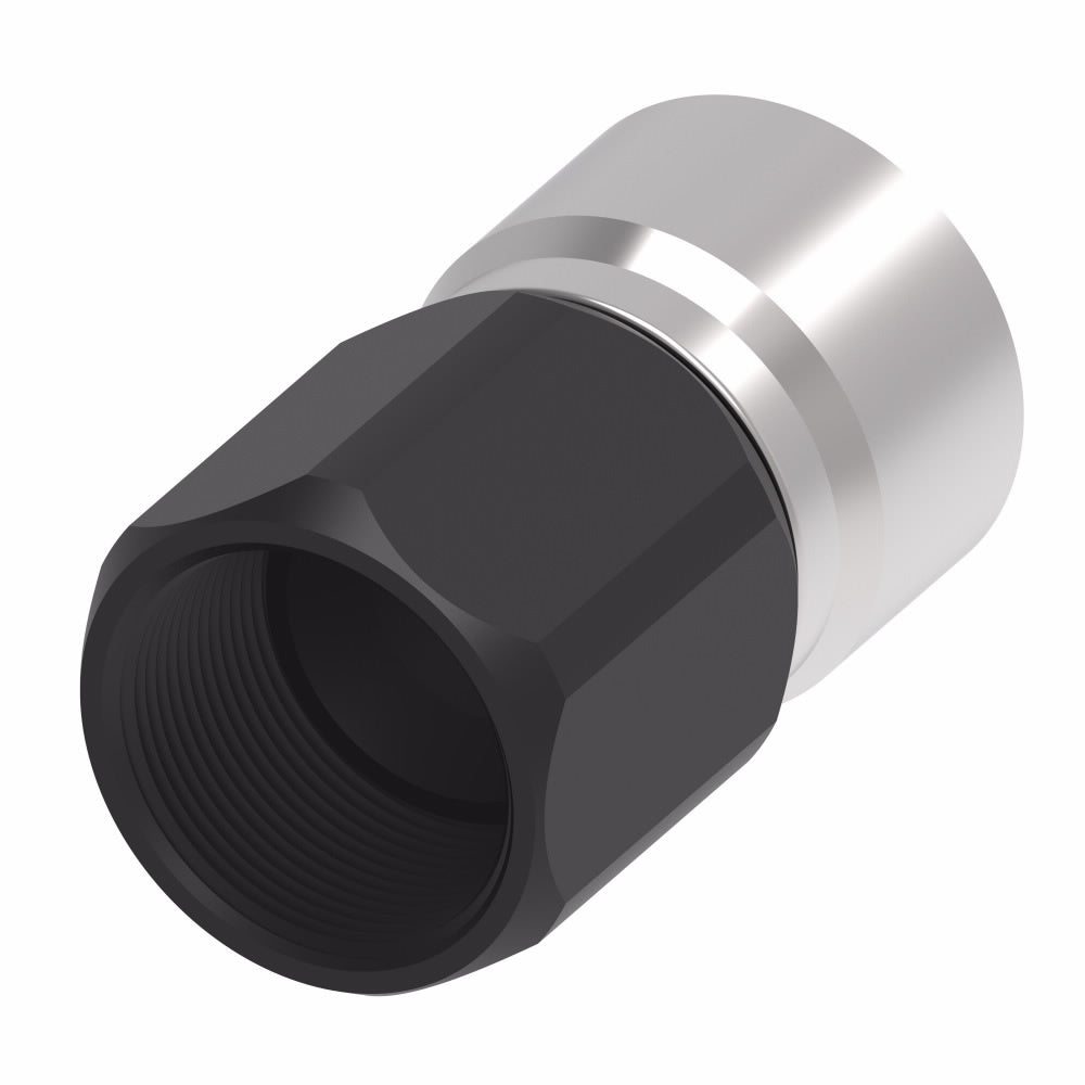 Aeroquip Fitting - Hose End - StreetLite - Straight - 16 AN Hose Crimp to 16 AN Female - Aluminum - Black / Silver