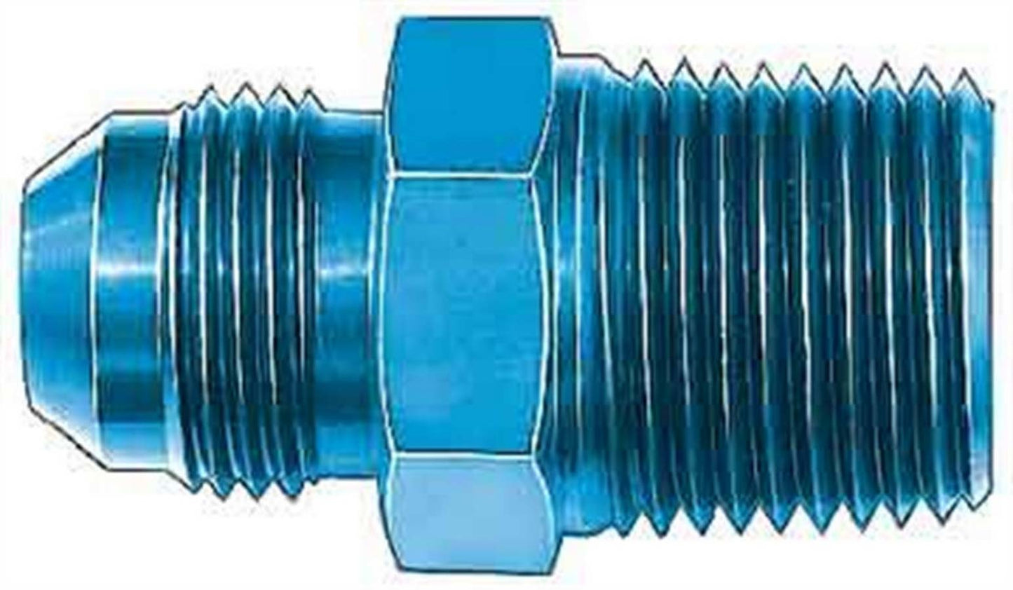 Aeroquip Fitting - Adapter - Straight - 12 AN Male to 1/2 in NPT Male - Aluminum - Blue Anodized - Each
