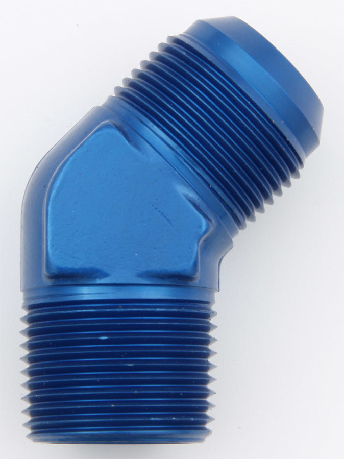 Aeroquip Fitting - Adapter - 45 Degree - 16 AN Male to 1 in NPT Male - Aluminum - Blue Anodized - Each