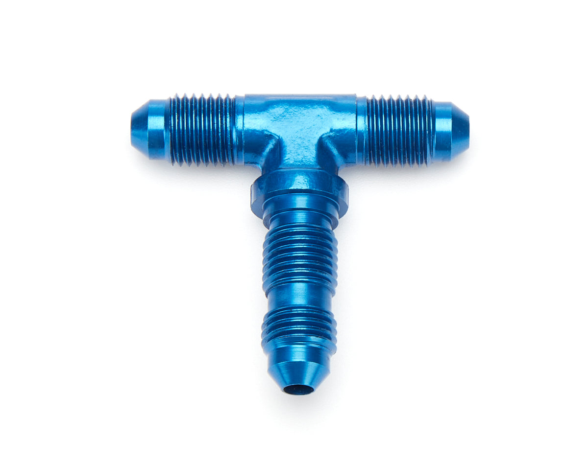 Aeroquip Fitting - Bulkhead Tee - 4 AN Male x 4 AN Male x 4 AN Male Bulkhead - Aluminum - Blue Anodized - Each