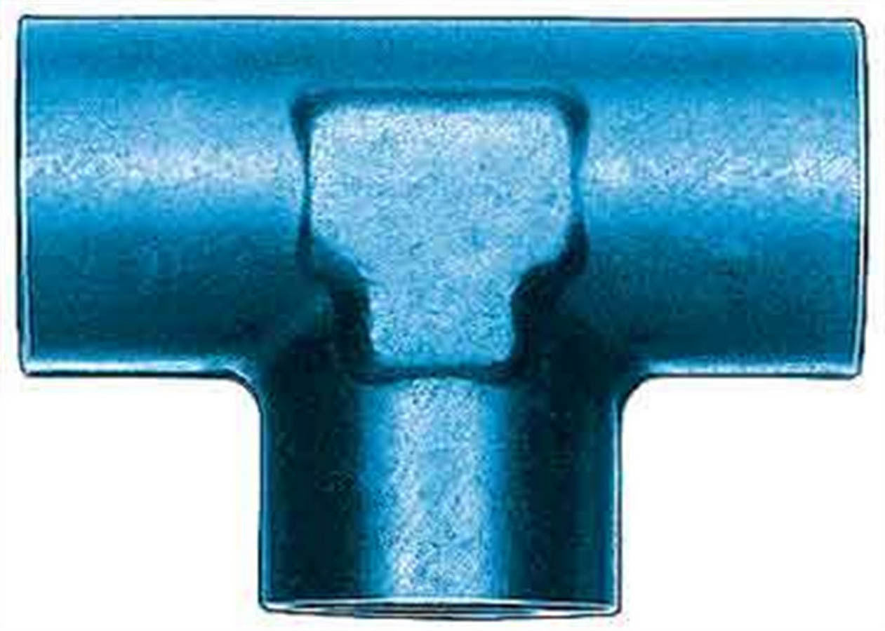 Aeroquip Fitting - Adapter Tee - 3/8 in NPT Female x 3/8 in NPT Female x 3/8 in NPT Female - Aluminum - Blue Anodized