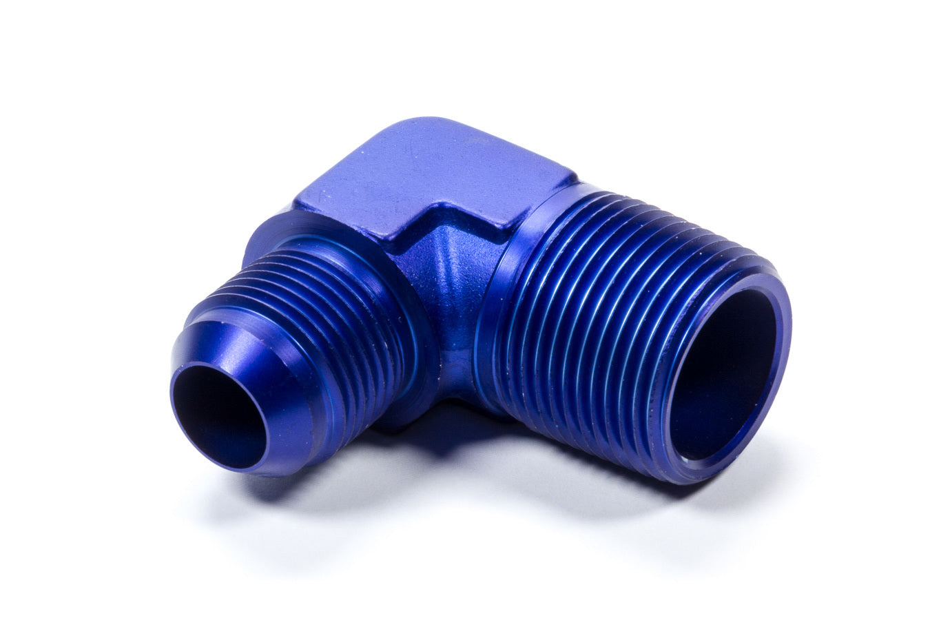 Aeroquip Fitting - Adapter - 90 Degree - 12 AN Male to 1 in NPT Male - Aluminum - Blue Anodized - Each