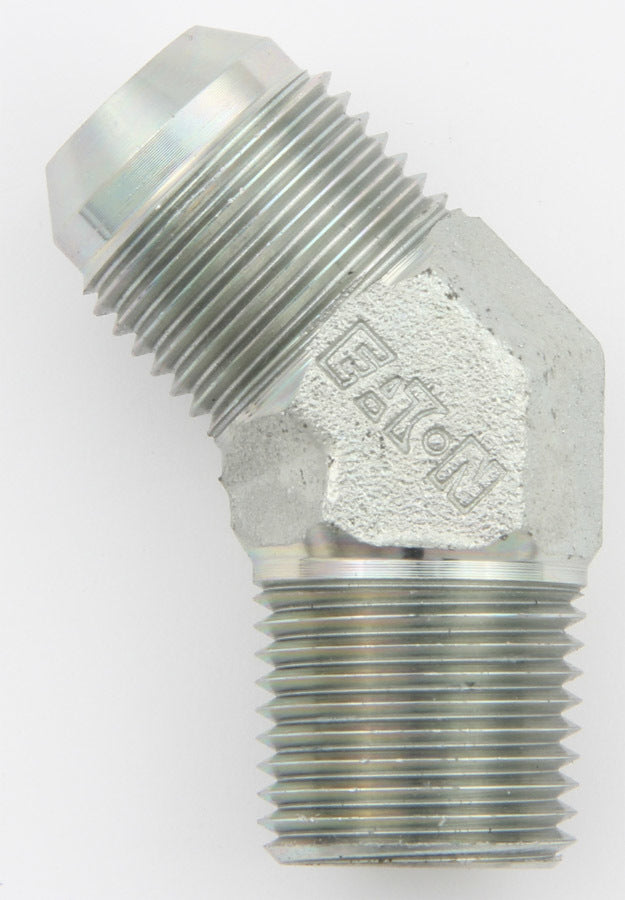 Aeroquip Fitting - Adapter - 45 Degree - 8 AN Male to 1/4 in NPT Male - Steel - Zinc Oxide - Each