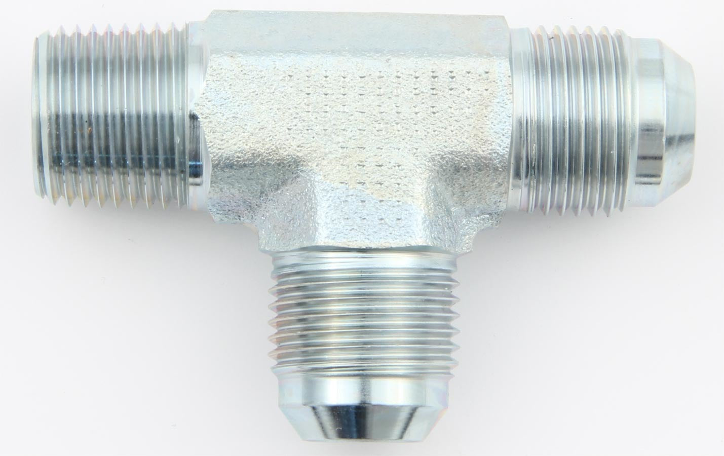 Aeroquip Fitting - Adapter Tee - 10 AN Male x 1/2 in NPT Male x 10 AN Male - Steel - Zinc Plated - Each