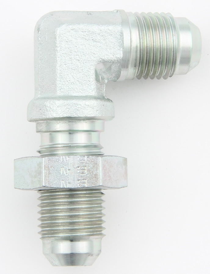 Aeroquip Fitting - Bulkhead - 90 Degree - 4 AN Male to 4 AN Male Bulkhead - Steel - Zinc Oxide - Each
