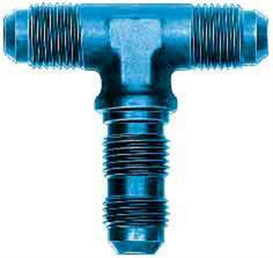 Aeroquip Fitting - Bulkhead Tee - 3 AN Male x 3 AN Male x 3 AN Male Bulkhead - Aluminum - Blue Anodized - Each