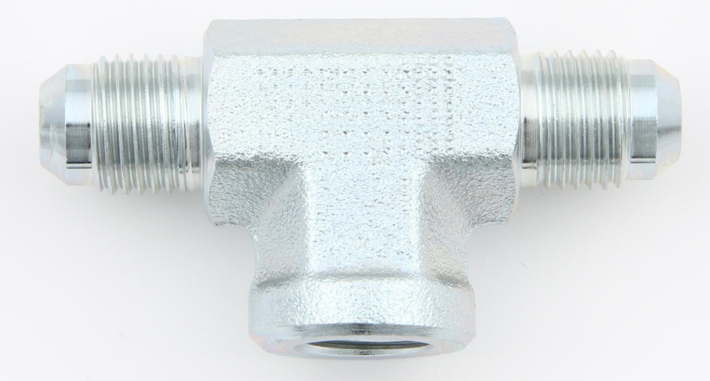 Aeroquip Fitting - Adapter Tee - 1/4 in NPT Female x 6 AN Male x 6 AN Male - Steel - Zinc Plated - Each