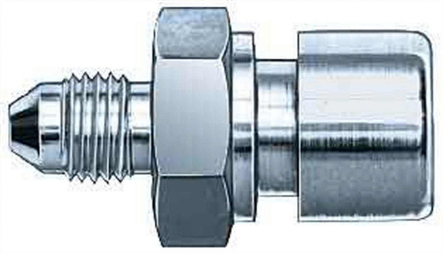 Aeroquip Fitting - Adapter - Straight - 3/8-24 in Inverted Flare Female to 3 AN Male - Steel - Zinc Oxide - 3/16 in