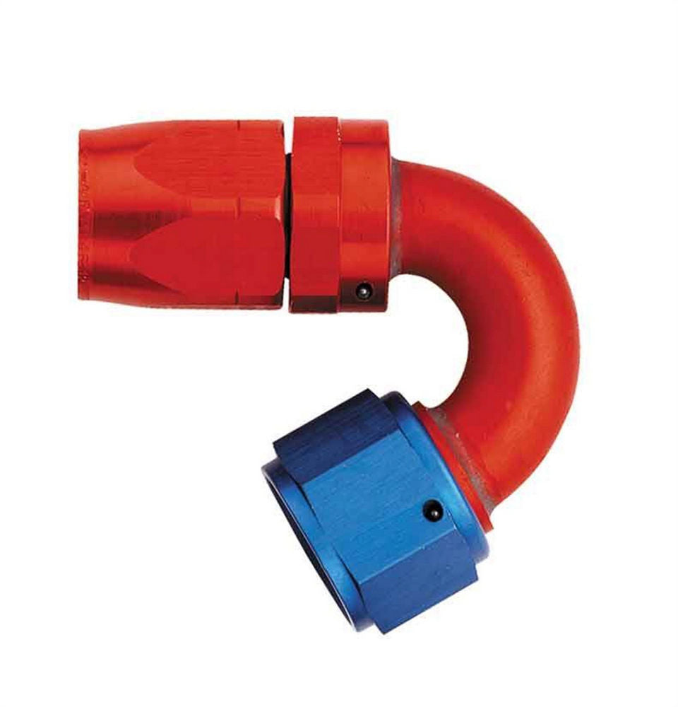 Aeroquip Fitting - Hose End - AQP/Startlite - 150 Degree - 8 AN Hose to 8 AN Female Swivel - Aluminum - Blue / Red