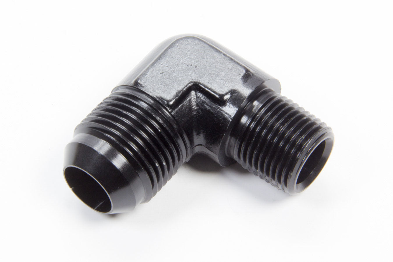 Aeroquip Fitting - Adapter - 90 Degree - 12 AN Male to 1/2 in NPT Male - Aluminum - Black Anodized - Each
