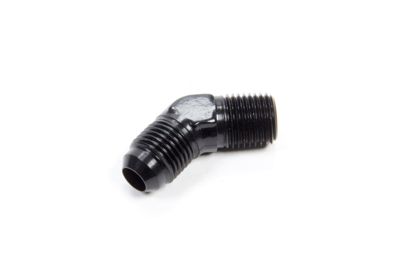 Aeroquip Fitting - Adapter - 45 Degree - 6 AN Male to 1/4 in NPT Male - Aluminum - Black Anodized - Each