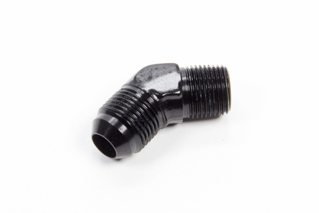 Aeroquip Fitting - Adapter - 45 Degree - 8 AN Male to 3/8 in NPT Male - Aluminum - Black Anodized - Each