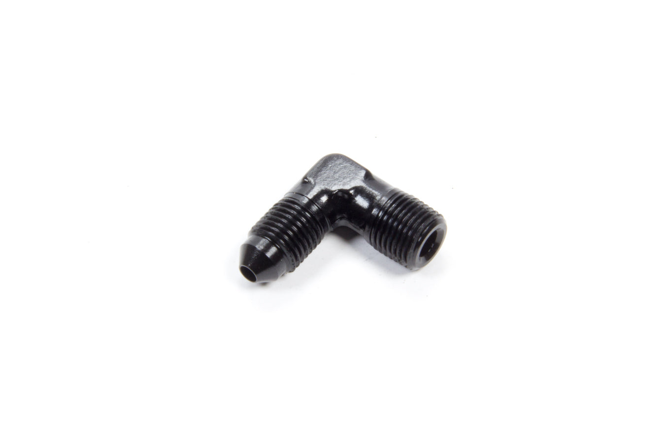 Aeroquip Fitting - Adapter - 90 Degree - 3 AN Male to 1/8 in NPT Male - Aluminum - Black Anodized - Each