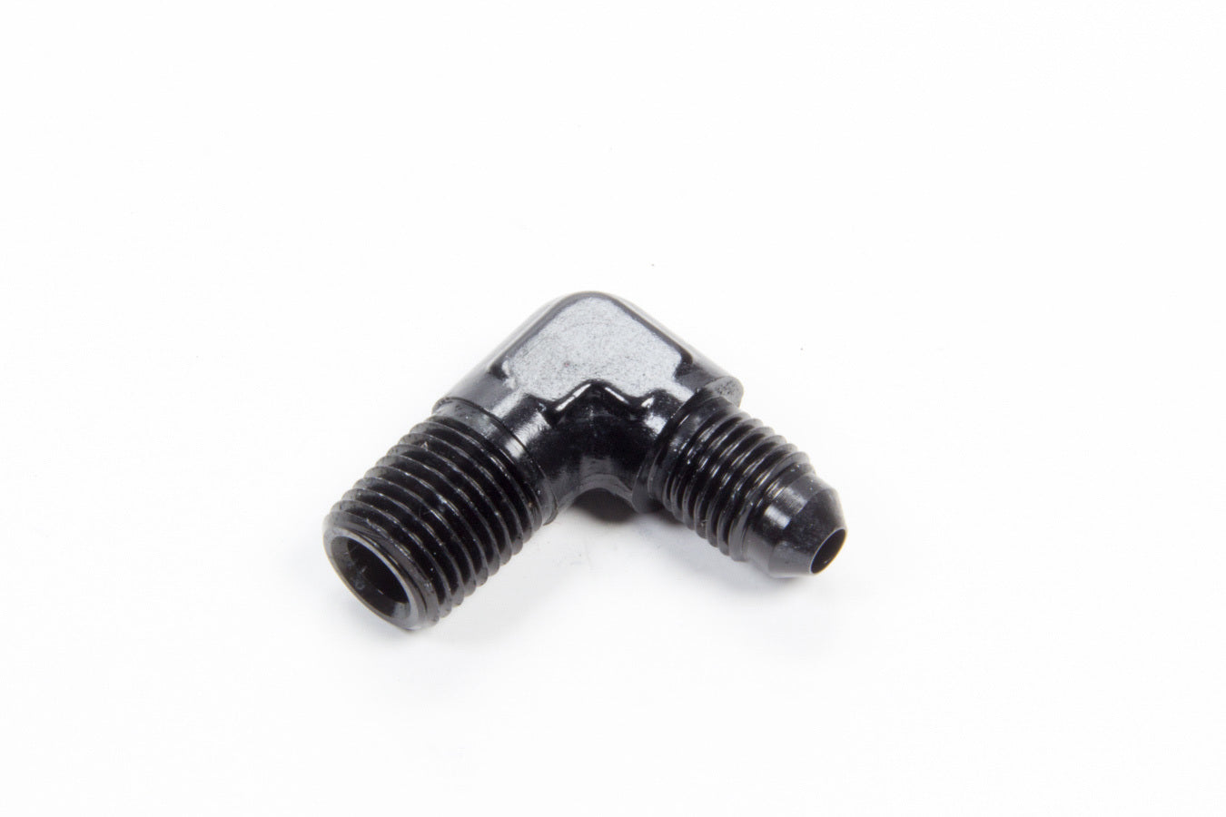 Aeroquip Fitting - Adapter - 90 Degree - 4 AN Male to 1/4 in NPT Male - Aluminum - Black Anodized - Each