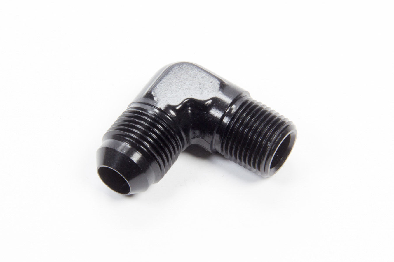 Aeroquip Fitting - Adapter - 90 Degree - 8 AN Male to 3/8 in NPT Male - Aluminum - Black Anodized - Each
