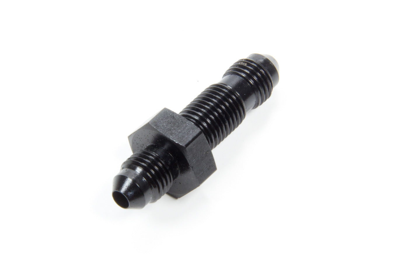 Aeroquip Fitting - Bulkhead - Straight - 4 AN Male to 4 AN Male Bulkhead - Aluminum - Black Anodized - Each