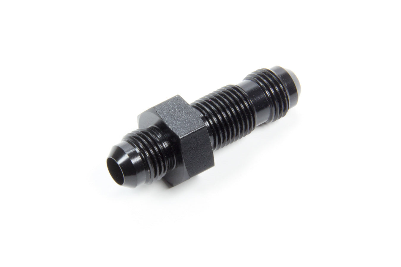 Aeroquip Fitting - Bulkhead - Straight - 6 AN Male to 6 AN Male Bulkhead - Aluminum - Black Anodized - Each