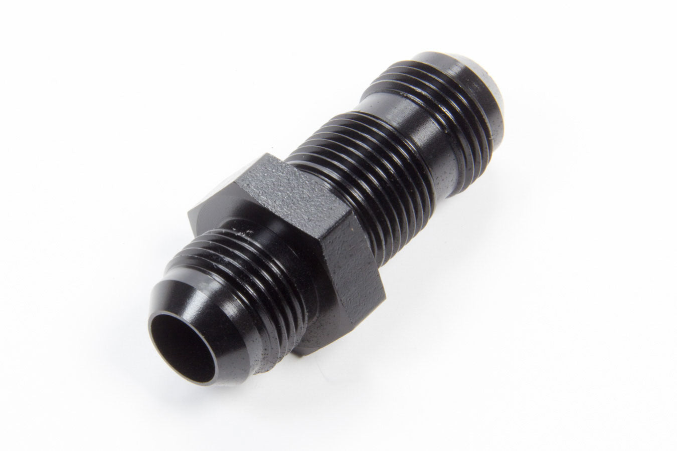 Aeroquip Fitting - Bulkhead - Straight - 10 AN Male to 10 AN Male Bulkhead - Aluminum - Black Anodized - Each