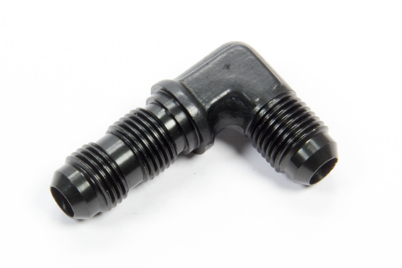 Aeroquip Fitting - Bulkhead - 90 Degree - 6 AN Male to 6 AN Male Bulkhead - Aluminum - Black Anodized - Each