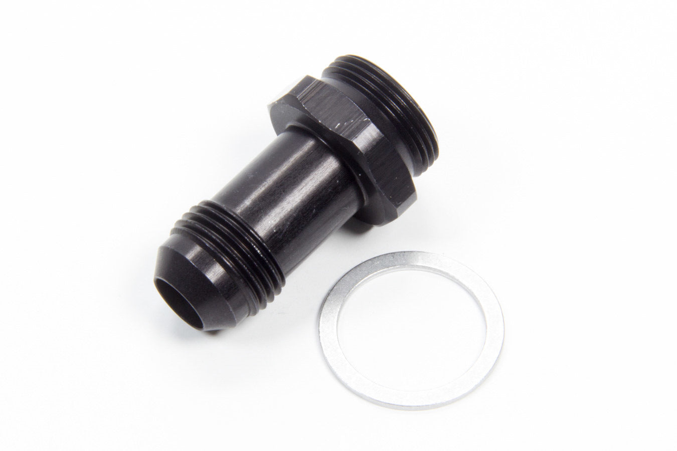 Aeroquip Carburetor Inlet Fitting - Straight - 8 AN Male to 7/8-20 in Male - Aluminum - Black Anodized - Holley