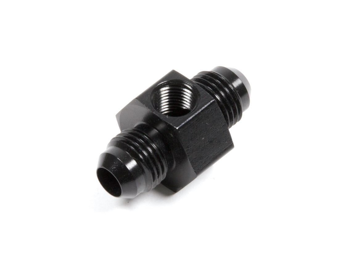 Aeroquip Fitting - Gauge Adapter - Straight - 6 AN Male to 6 AN Male - 1/8 in NPT Gauge Port - Aluminum - Black