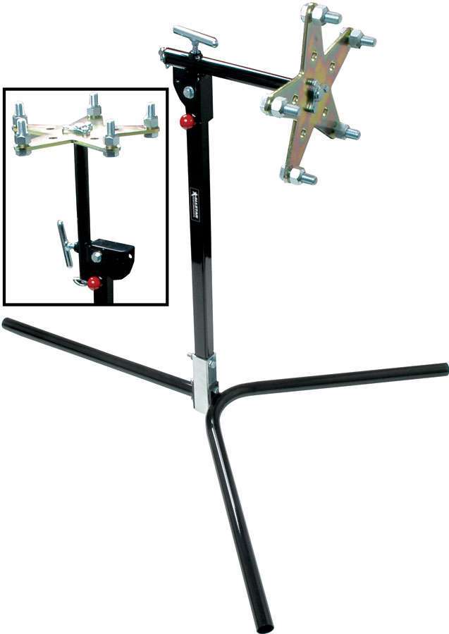 Allstar Performance Tire Prep Stand - Manual - Pivoting Head - Steel - Black Paint / Cadmium - 5 x 5 / Wide 5 Wheels -