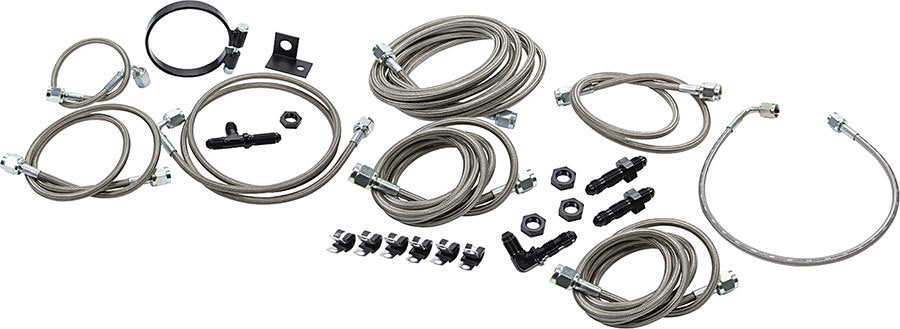 Allstar Performance Brake Line Kit - 3 AN Hose - 4 AN Ends - Fittings / Installation Hardware - Braided Stainless -