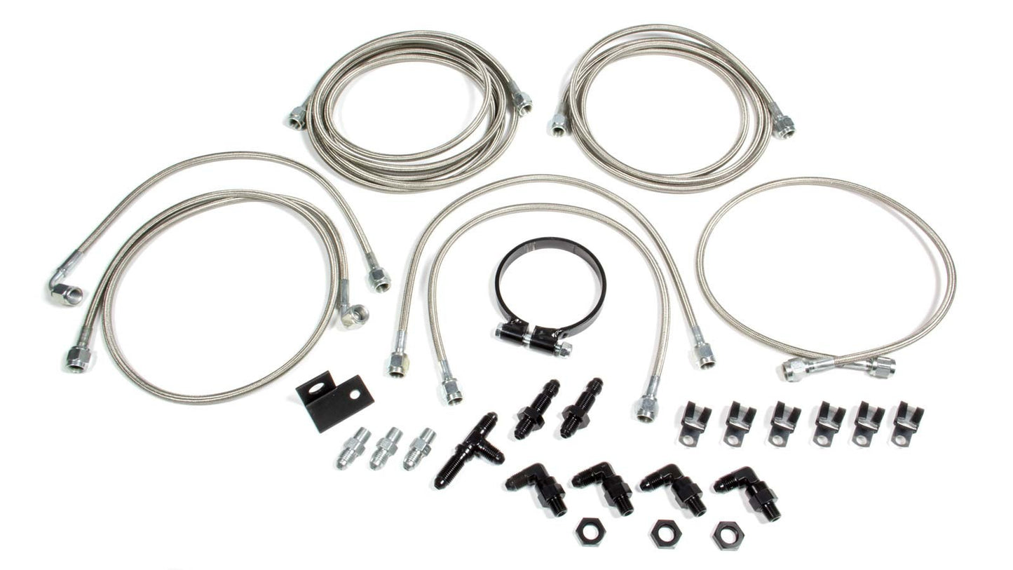 Allstar Performance Brake Line Kit - 3 AN Hose - 4 AN Ends - Fittings / Installation Hardware - Braided Stainless -