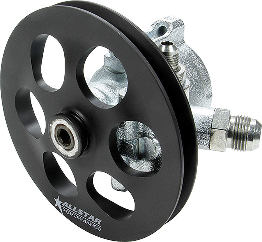 Allstar Performance Power Steering Pump - GM Type 2 - 3 gpm - 1300 psi - V-Belt Pulley - Steel - Zinc - Each