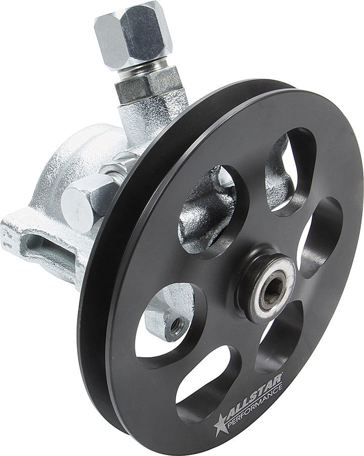 Allstar Performance Power Steering Pump - GM Type 2 - 3 gpm - 1300 psi - V-Belt Pulley - Steel - Zinc - Each