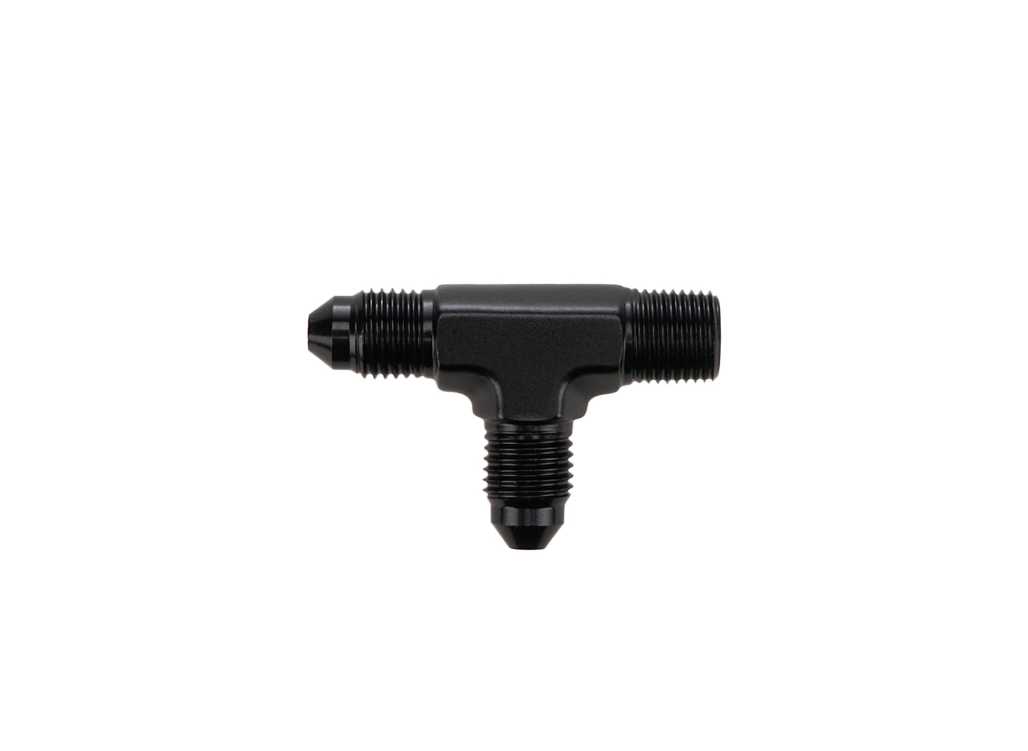 Allstar Performance Fitting - Adapter tee - 1/8 in NPT Male x 3 AN Male x 3 AN Male - Aluminum - Black Anodized - Each