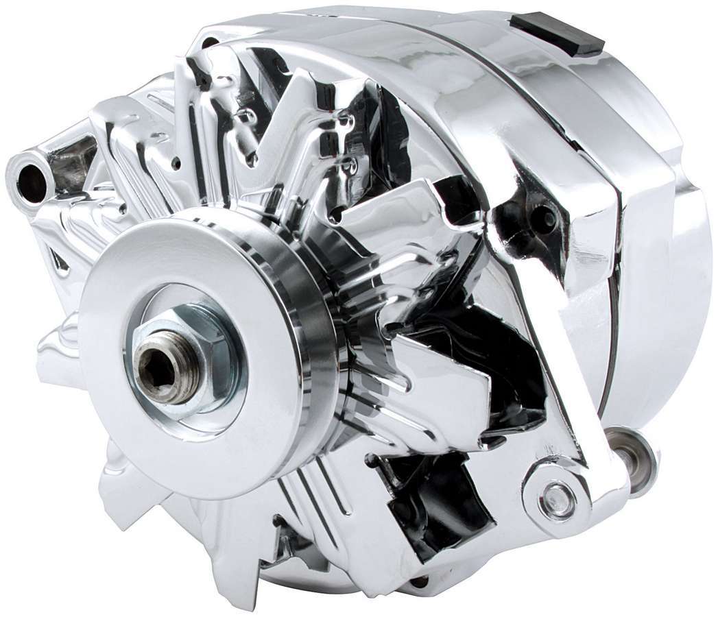 Allstar Performance Alternator - 100 amps - 12V - 1-Wire - Single V-Belt Pulley - Aluminum Case - Chrome - GM - Each