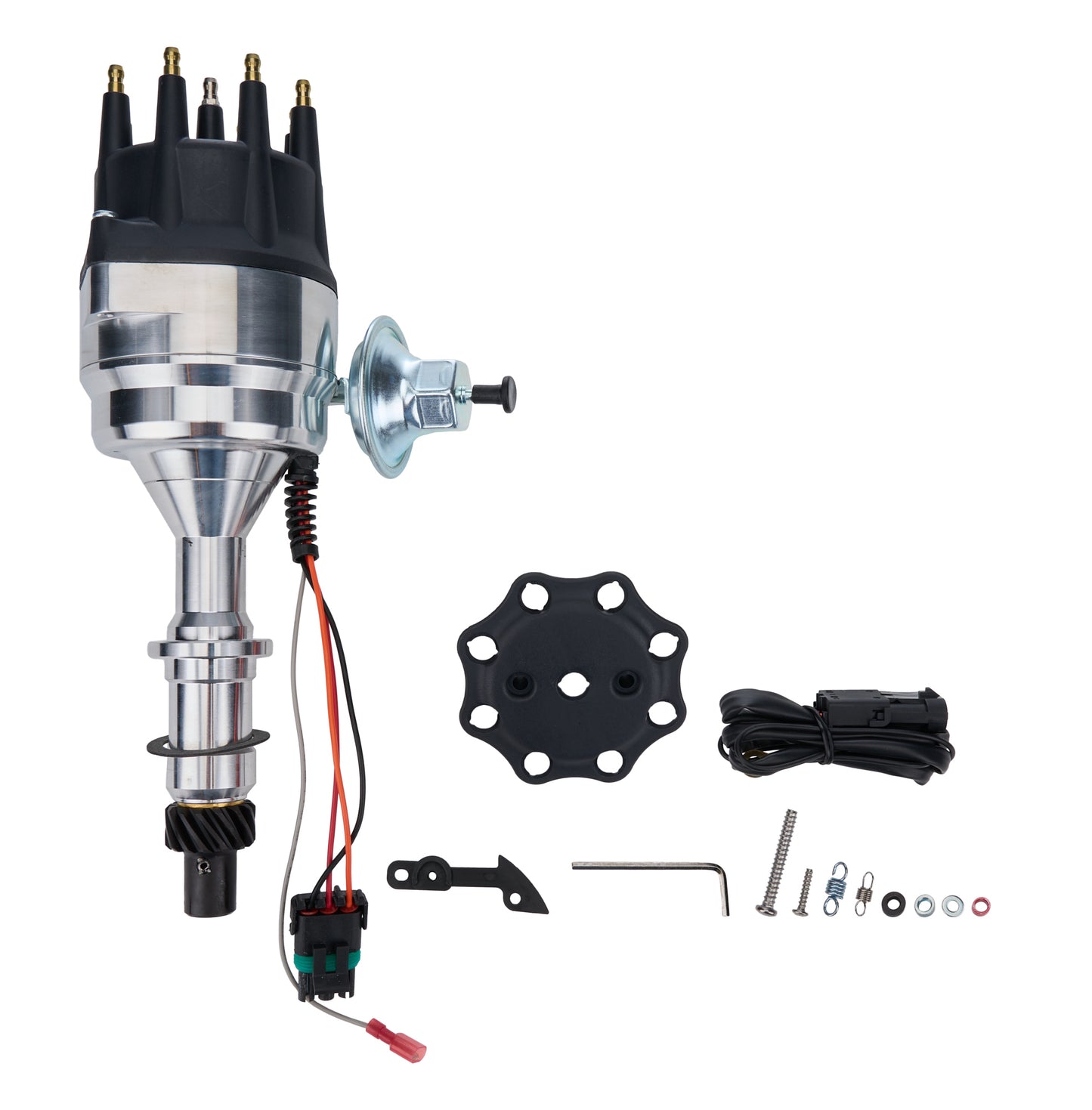 Allstar Performance Distributor - Magnetic Pickup - Vacuum Advance - HEI Style Terminal - Rev Limiter - Black -