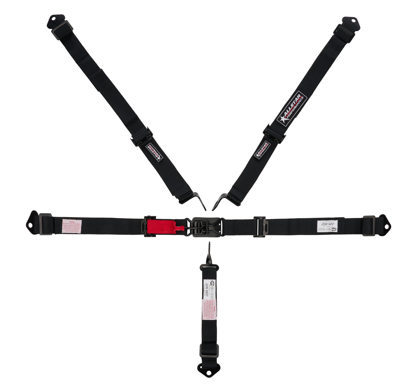 Allstar Performance Harness - 5 Point - Latch and Link - SFI 16.1 - Pull Down Adjust - Bolt In - Individual Harness -
