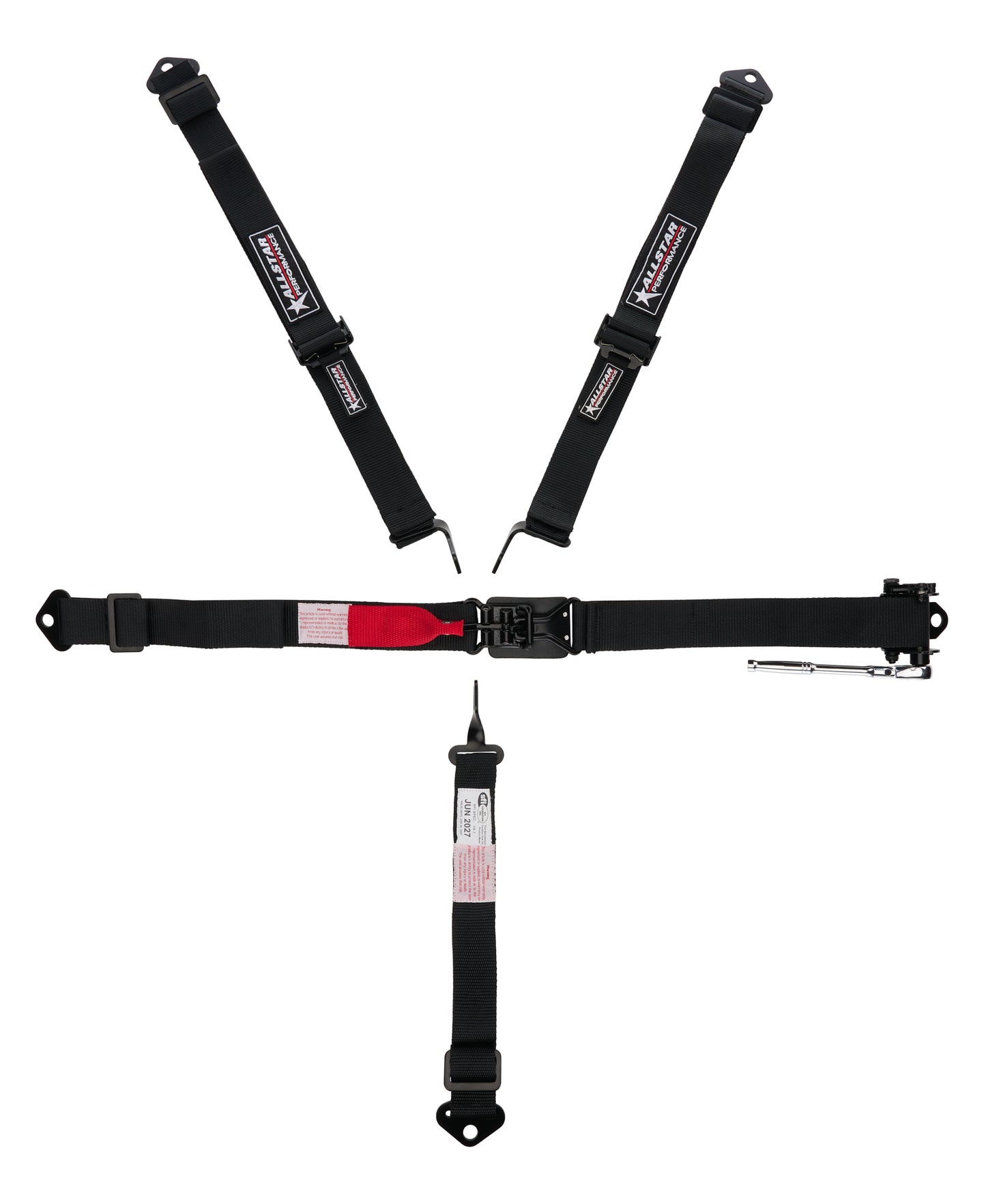 Allstar Performance Harness - 5 Point - Latch and Link - SFI 16.1 - Pull Down / Left Side Ratchet Adjust - Bolt In -