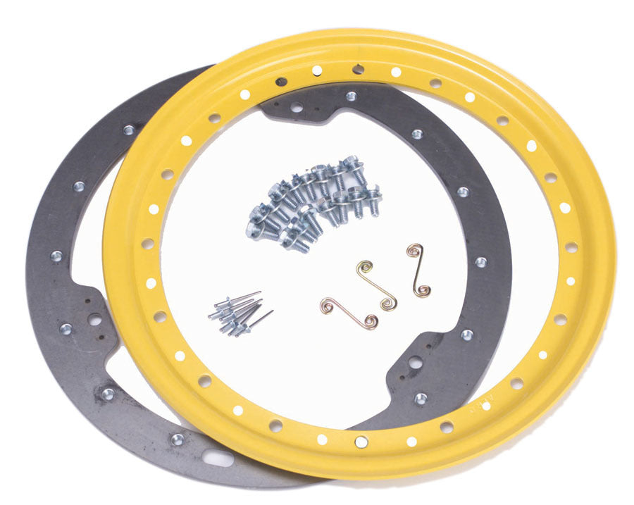 Aero Race Wheels Beadlock Ring - Weld-On Inner Ring - Hardware Included - Steel - Yellow Paint - 15 in Wheels - Kit