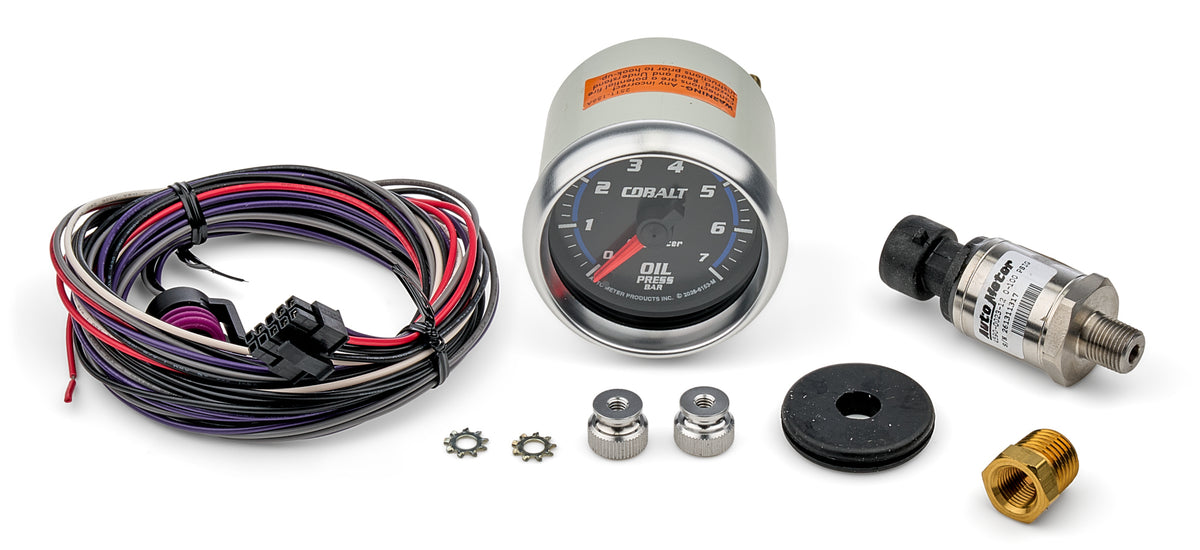 Autometer Oil Pressure Gauge - Cobalt - 0-7 BAR - Electric - Analog - Full Sweep - 2-1/16 in Diameter - Black Face -