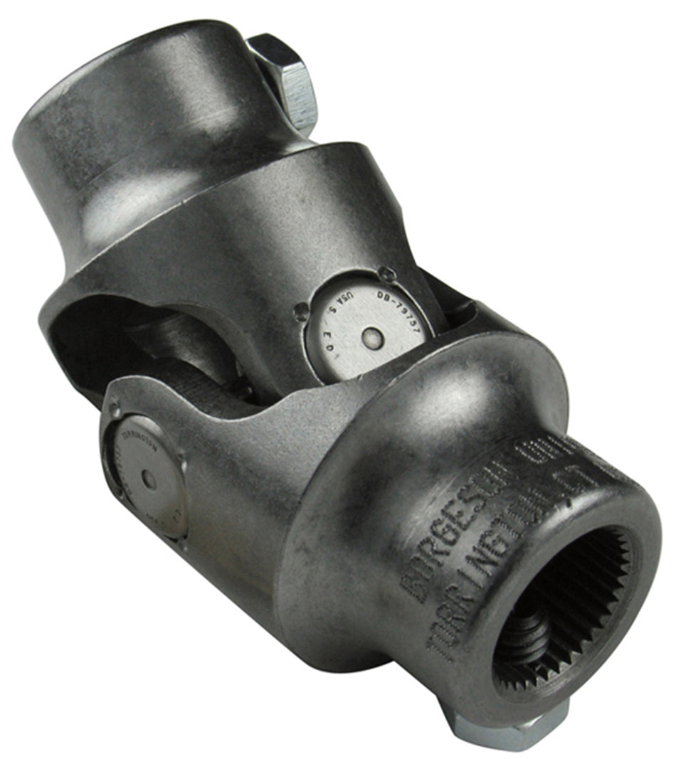 Borgeson Steering Universal Joint - Single Joint - 5/8 in 36 Spline to 3/4 in Double D - Steel - Natural - Chrysler