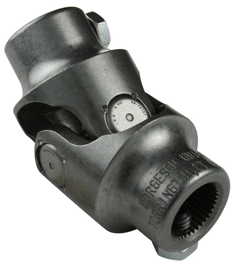 Borgeson Steering Universal Joint - Single Joint - 11/16 in 36 Spline to 1 in Double D - Steel - Natural - Universal -