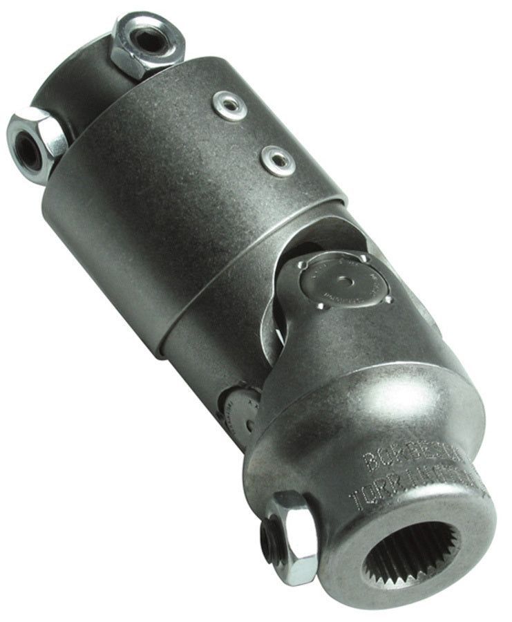 Borgeson Steering Universal Joint - Vibration Damper - 3/4 in 30 Spline to 3/4 in Double D - Steel - Natural -