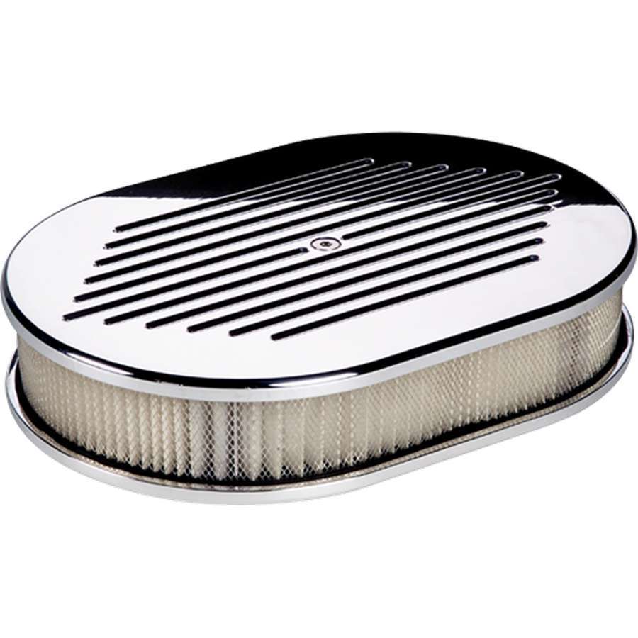 Billet Specialties Air Cleaner Assembly - 11.875 x 8.375 in Oval - 2 in Element - 5-1/8 in Carb Flange - Raised Base -