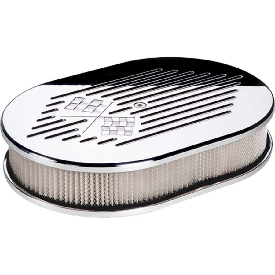 Billet Specialties Air Cleaner Assembly - 11.875 x 8.375 in Oval - 2 in Element - 5-1/8 in Carb Flange - Raised Base -